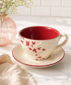 Oversized Starbucks Cup & Saucer – Red Interior