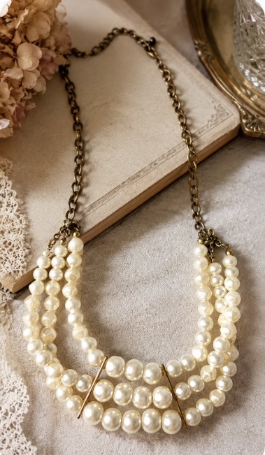 Vintage Faux Pearl Statement Necklace