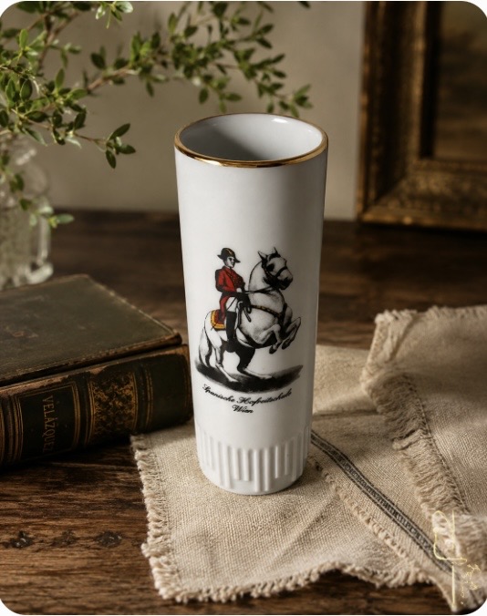 Vintage Vienna Equestrian Porcelain Vase