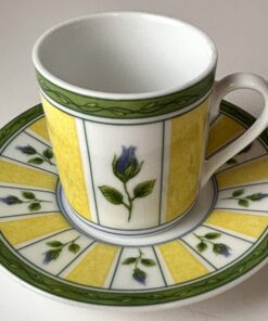 Alternative view of Set of 4 Vintage Yellow & Green Floral Espresso Cups & Saucers