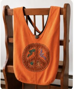 Orange Peace Sign Cotton Tote