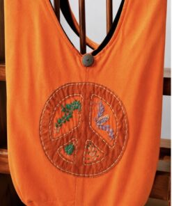 Alternative view of Orange Peace Sign Cotton Tote