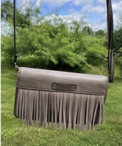 Simply Noelle Taupe Fringe Crossbody Wallet Purse