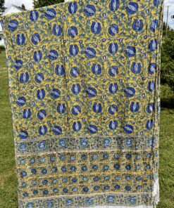 Alternative view of Boho Blue & Golden Floral Fringe Wrap Scarf