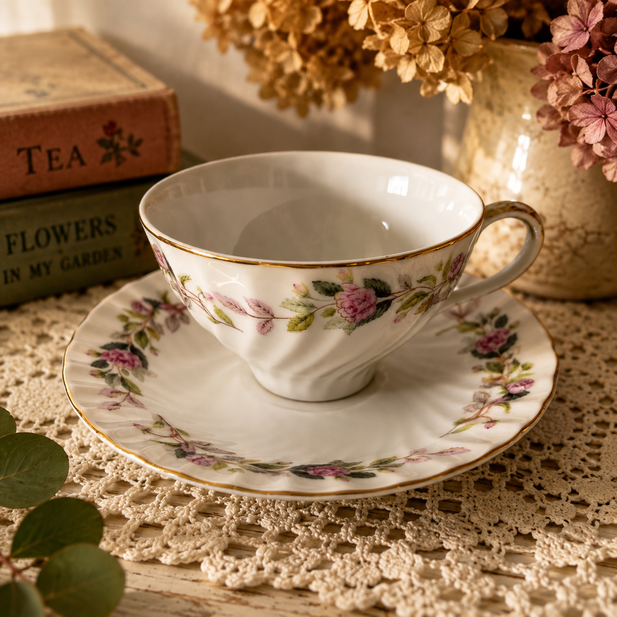 Vintage Pink Rose Teacup & Saucer