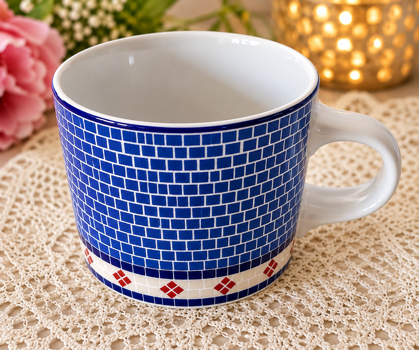 Vintage Dansk Mosaic Wave Mugs - Set of 2