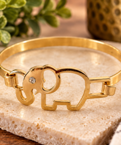 Gold-Tone Elephant Bangle Bracelet