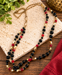 Black & Red Beaded 32" Endless Necklace