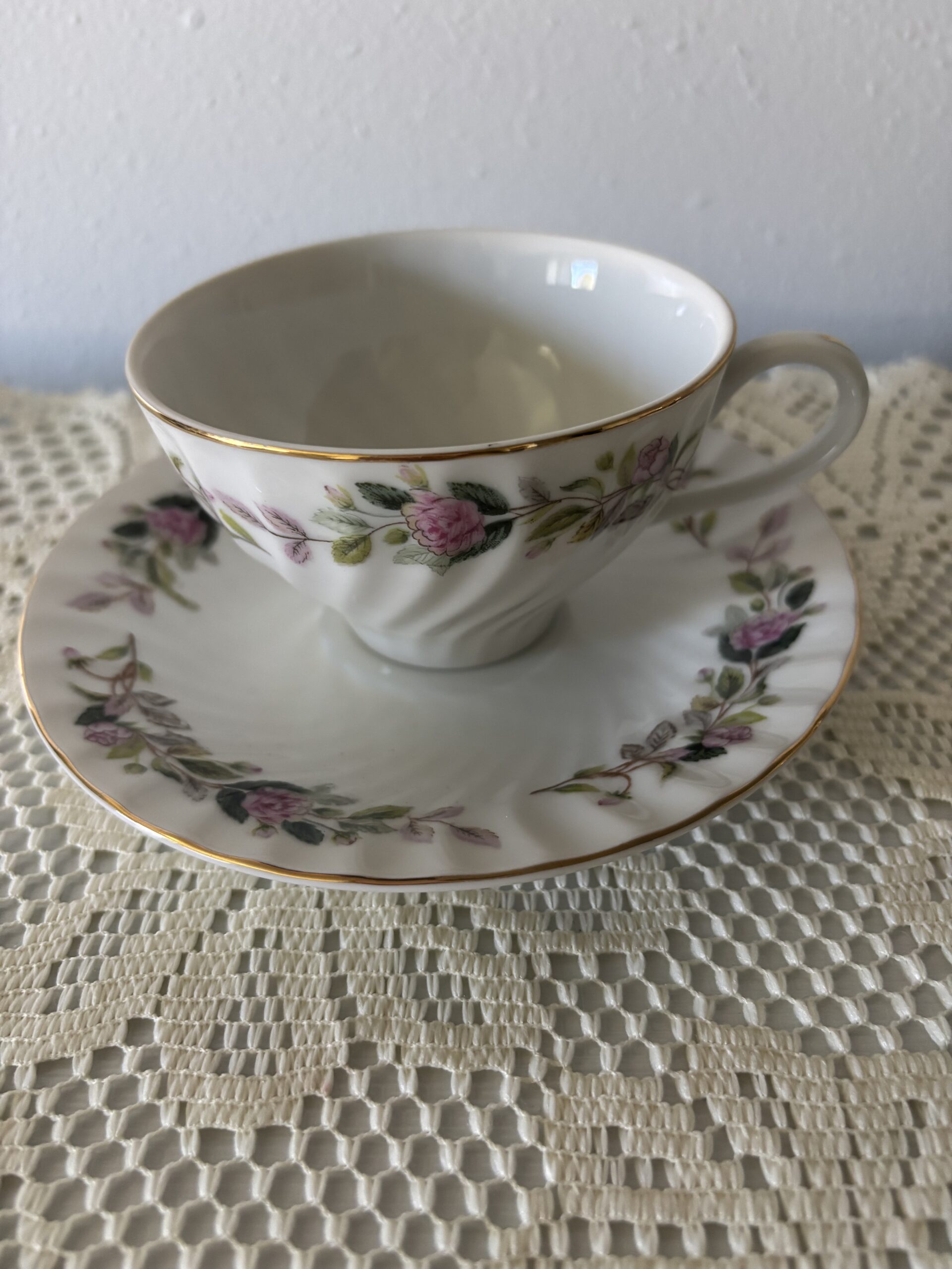 Vintage Pink Rose Teacup & Saucer - Image 2