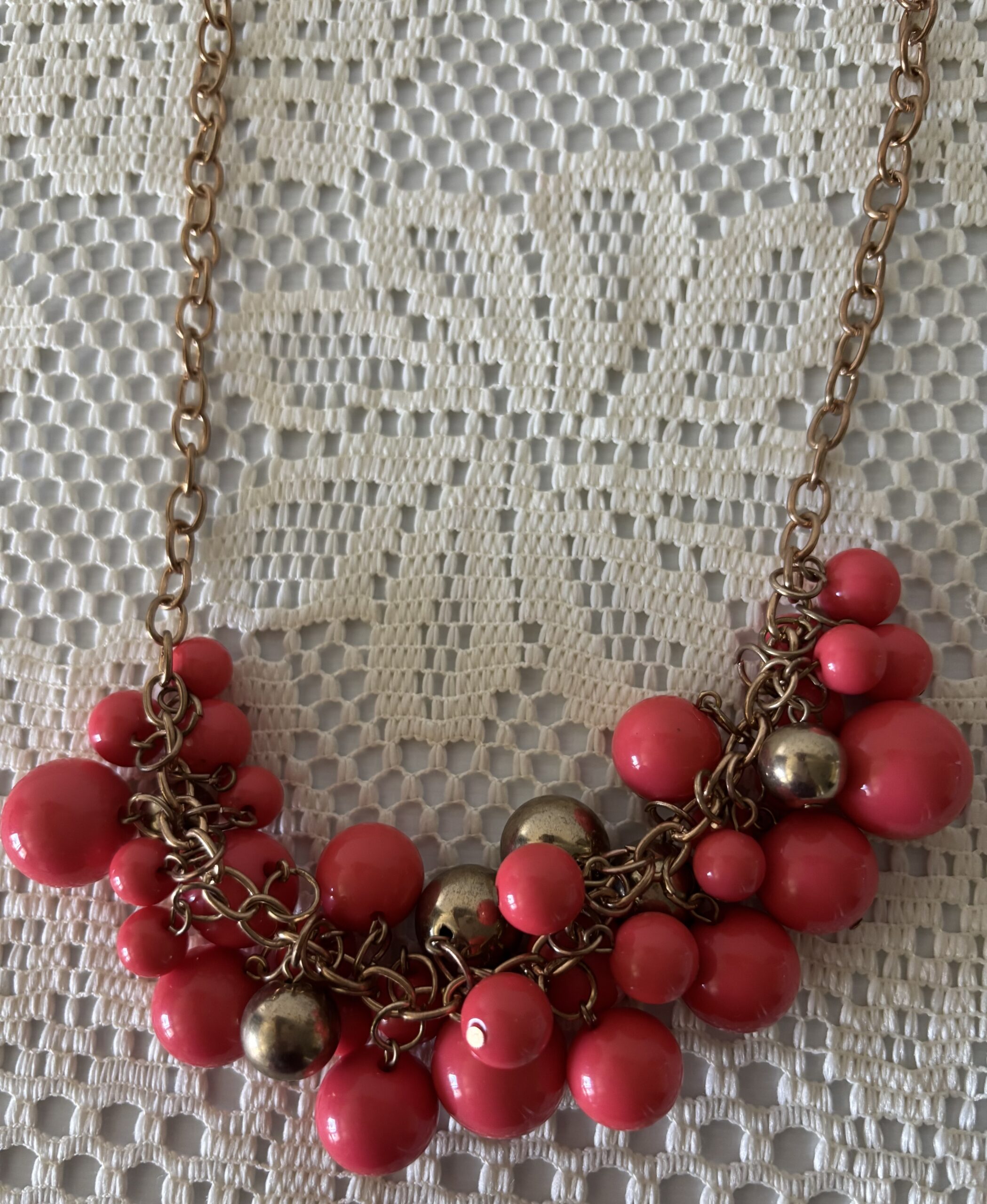 Hot Pink Statement Bead Necklace - Image 2