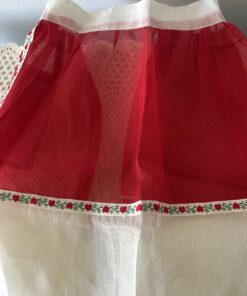 Alternative view of Vintage Red & White Sheer Half Apron with Heart Trim