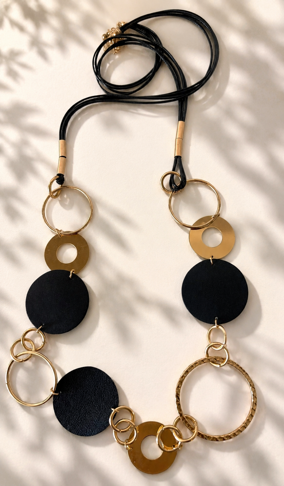 Black & Gold Circle Statement Necklace