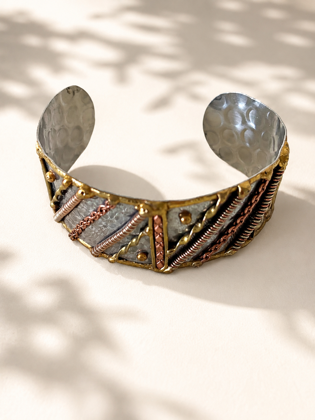 Mixed Metal Artisan Cuff Bracelet