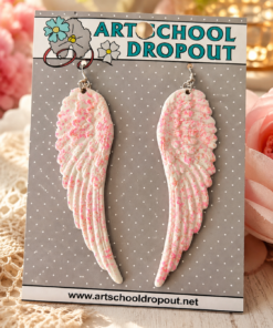 Art School Dropout Pink Speckled Wing Earrings