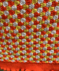 Alternative view of Vintage Handmade Crochet Lap Blanket – Orange, Yellow & White
