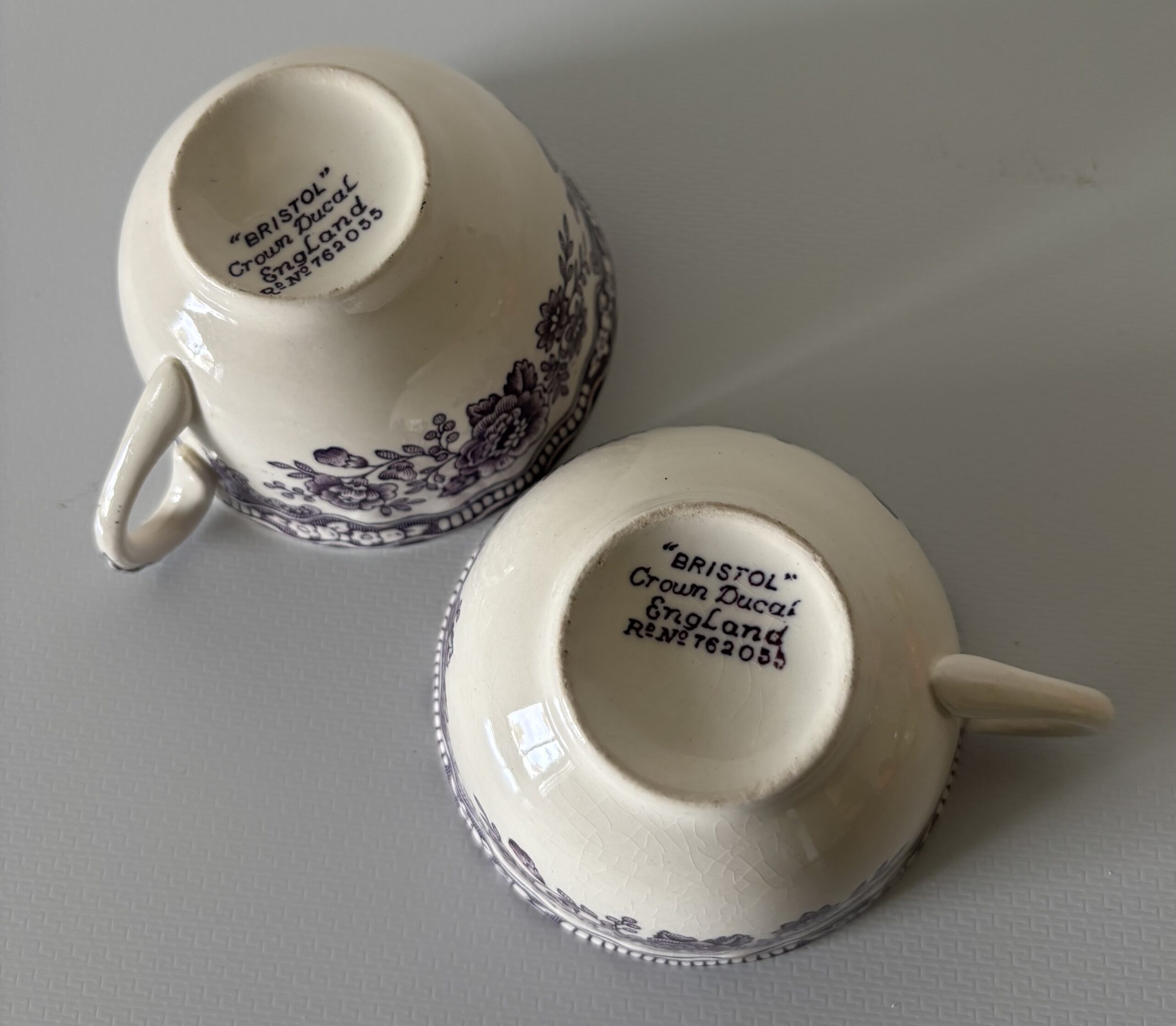 Vintage Crown Ducal Bristol Mulberry Teacups – Set of 2 - Image 2