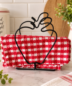 Apple Wire Napkin Holder + 2 Cloth Napkins