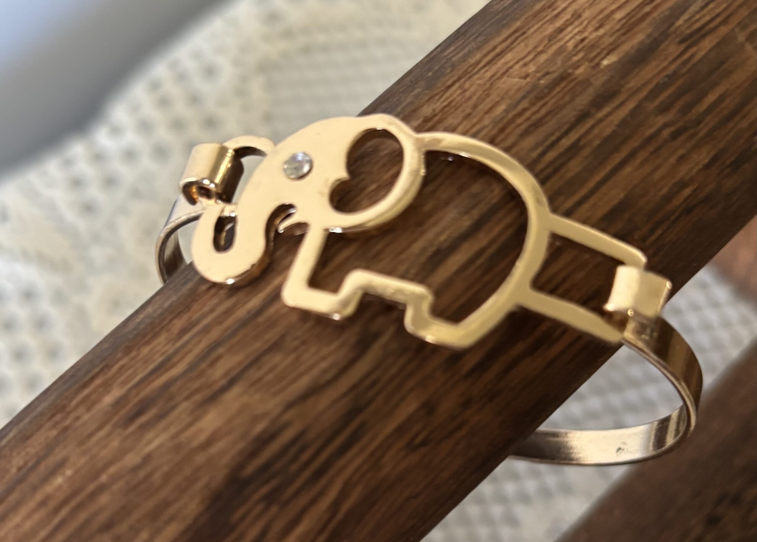 Gold-Tone Elephant Bangle Bracelet - Image 2