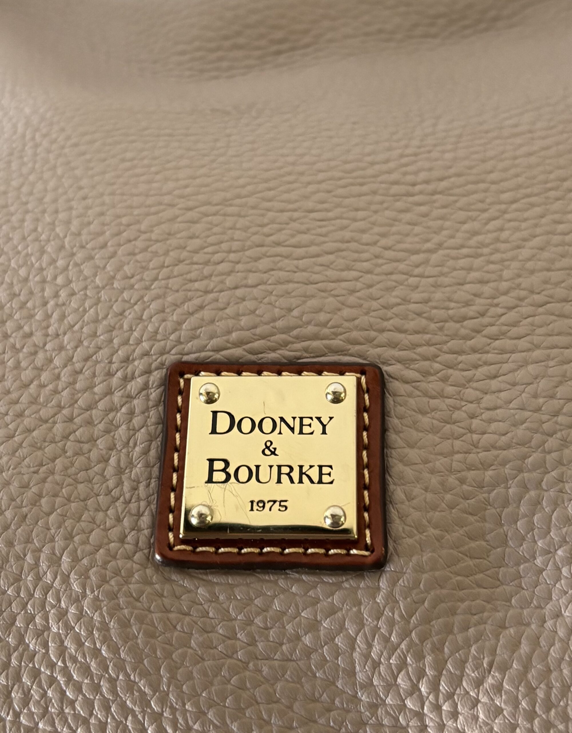 Dooney & Bourke Taupe Pebbled Leather Shoulder Bag - Image 3