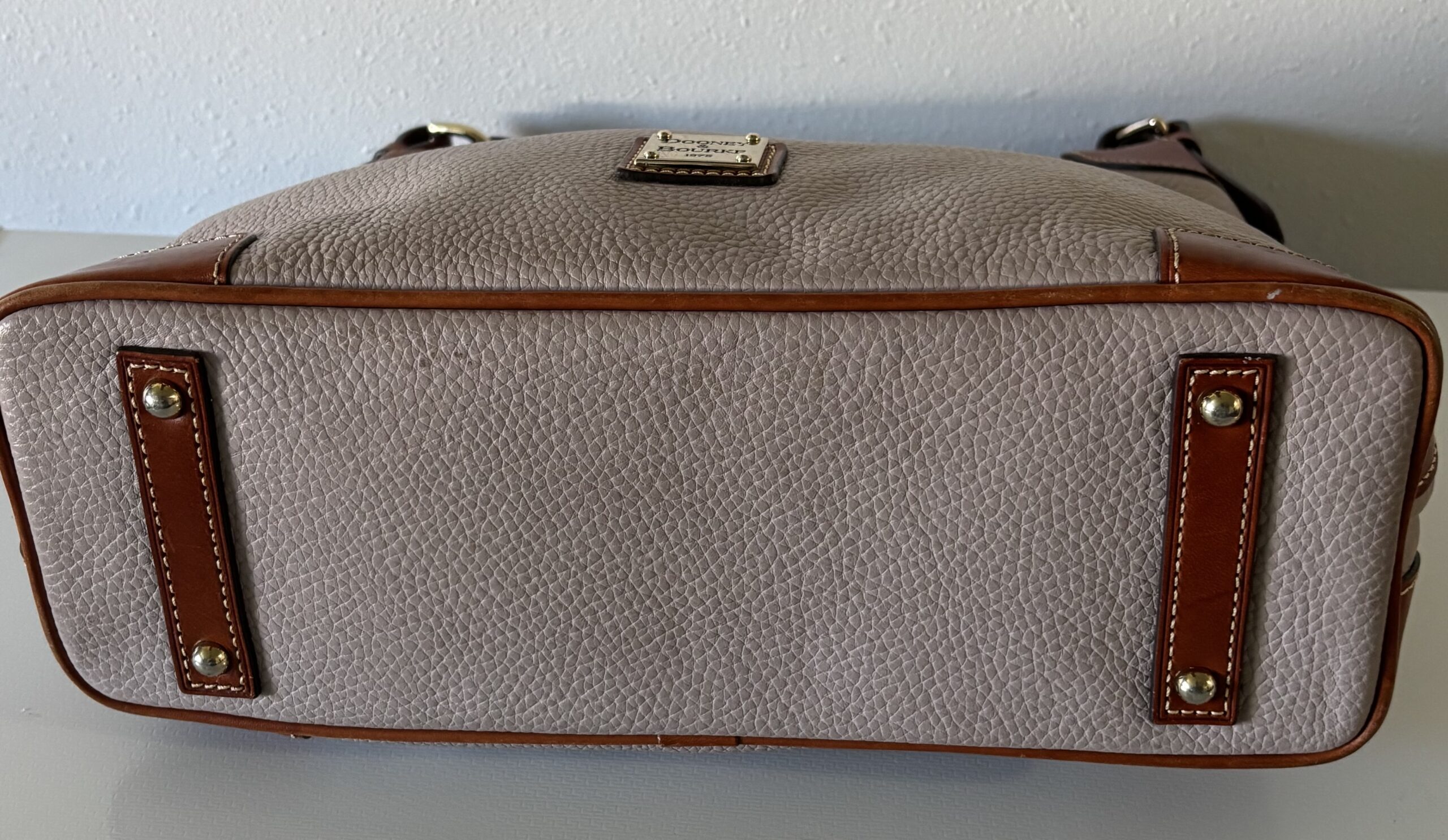 Dooney & Bourke Taupe Pebbled Leather Shoulder Bag - Image 4