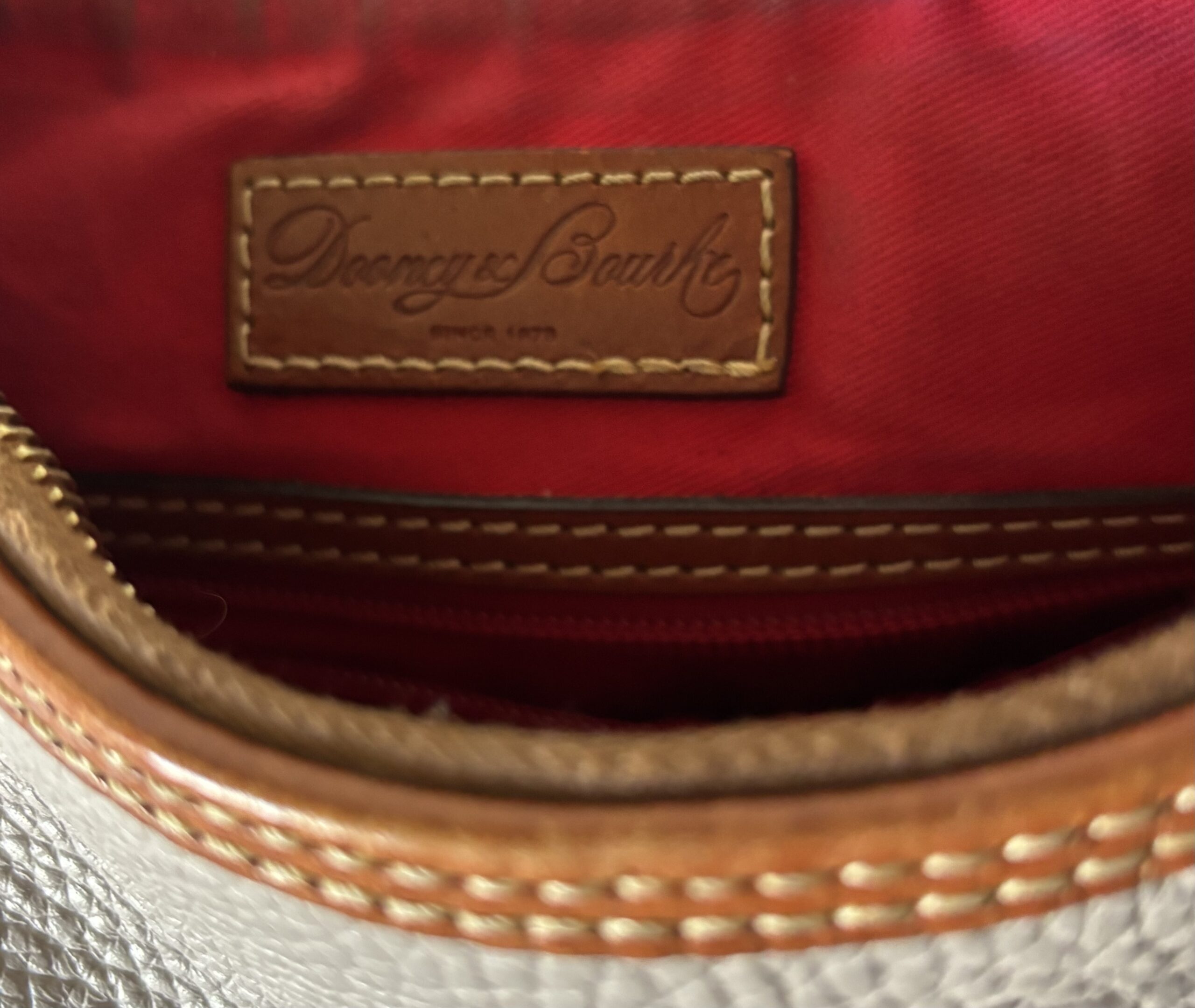Dooney & Bourke Taupe Pebbled Leather Shoulder Bag - Image 5
