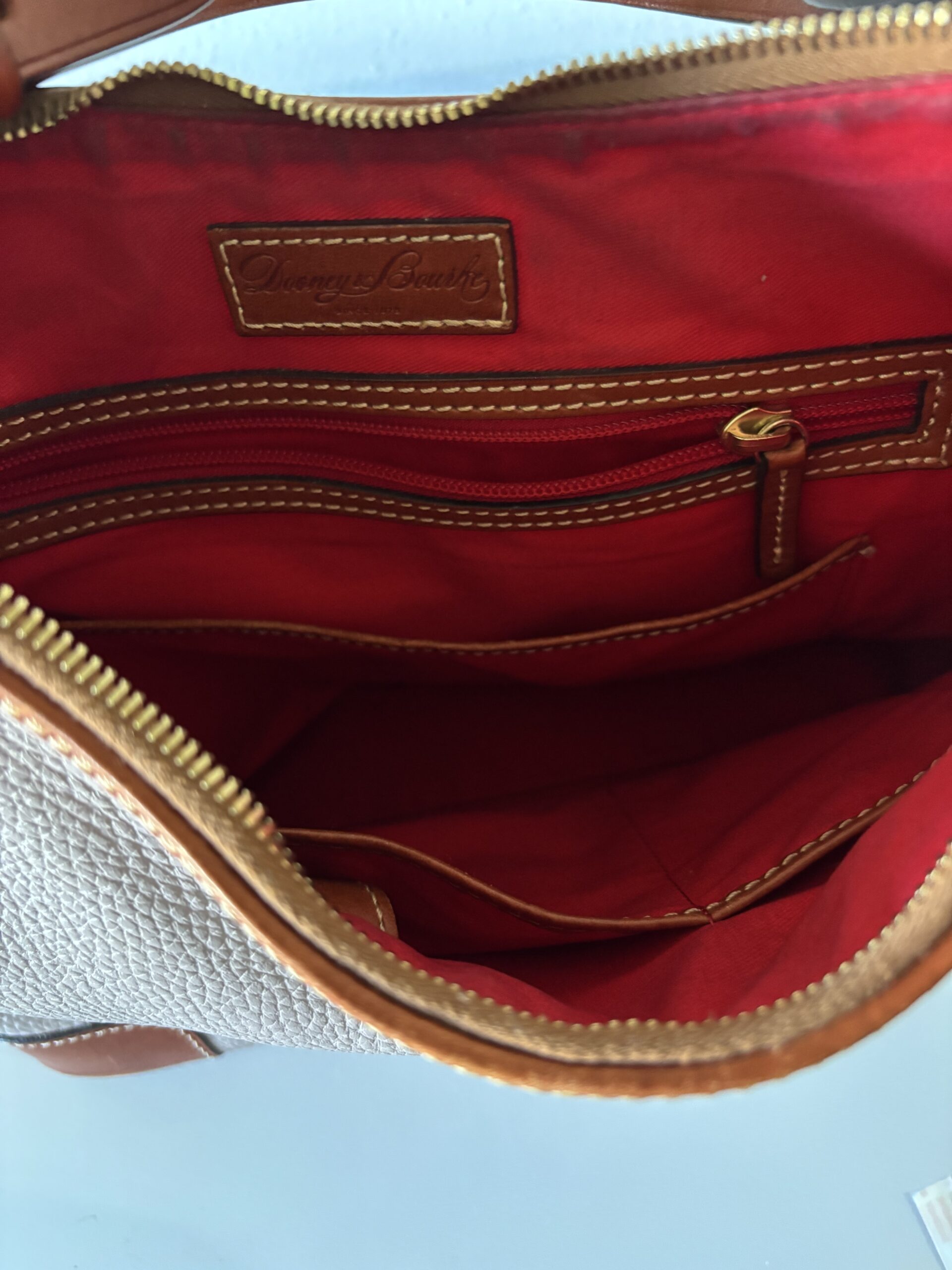 Dooney & Bourke Taupe Pebbled Leather Shoulder Bag - Image 6