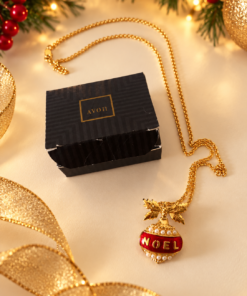 Alternative view of Vintage 1994 Avon “Noel” Christmas Pendant Necklace with Avon Box